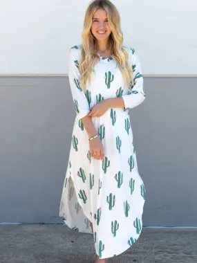 3/4 Sleeve Cactus Relaxed Maxi
