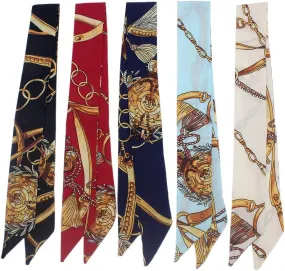 5pcs Tassels and Chains Design Bag Handbag Handle Ribbon Scarf Hair Head Band Neck Scarf Neckerchief Scarf Head Wrap Fashion Gifts