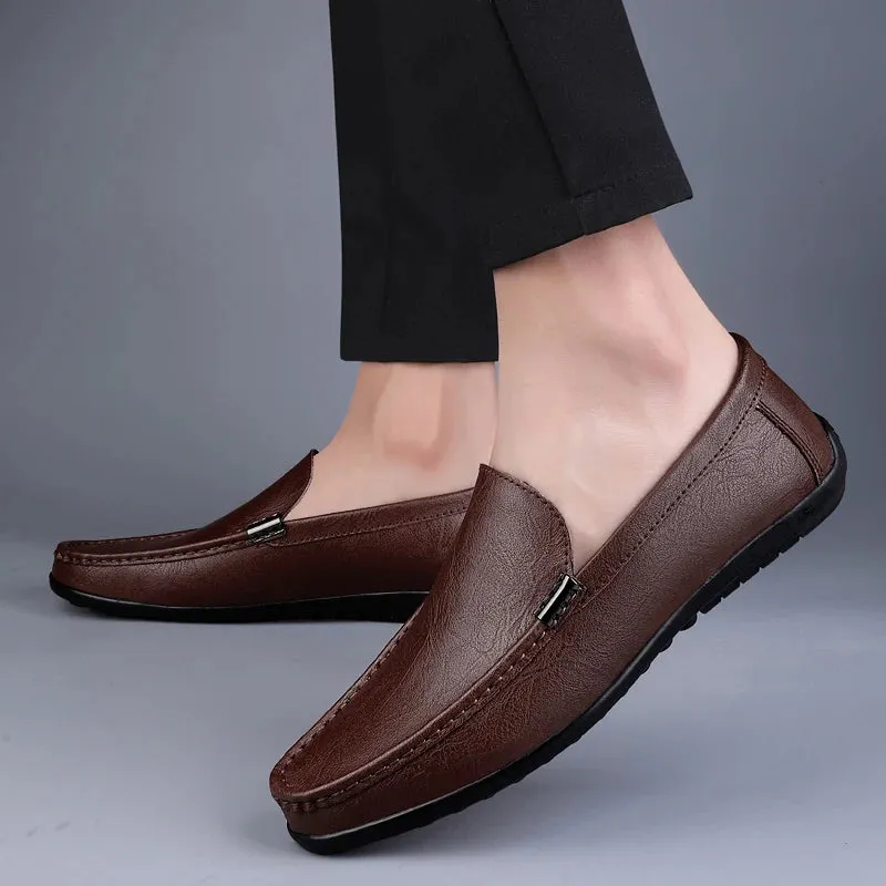 Aidase Handmade Casual Mens Genuine Leather Shoes Leather Casual Shoes Hot Sale Men Loafers Comfy Moccasins All-match Driving Shoe