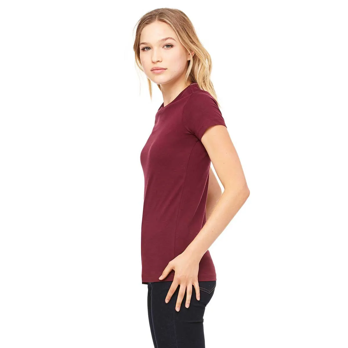 Bella   Canvas Women's Maroon Jersey Short-Sleeve T-Shirt