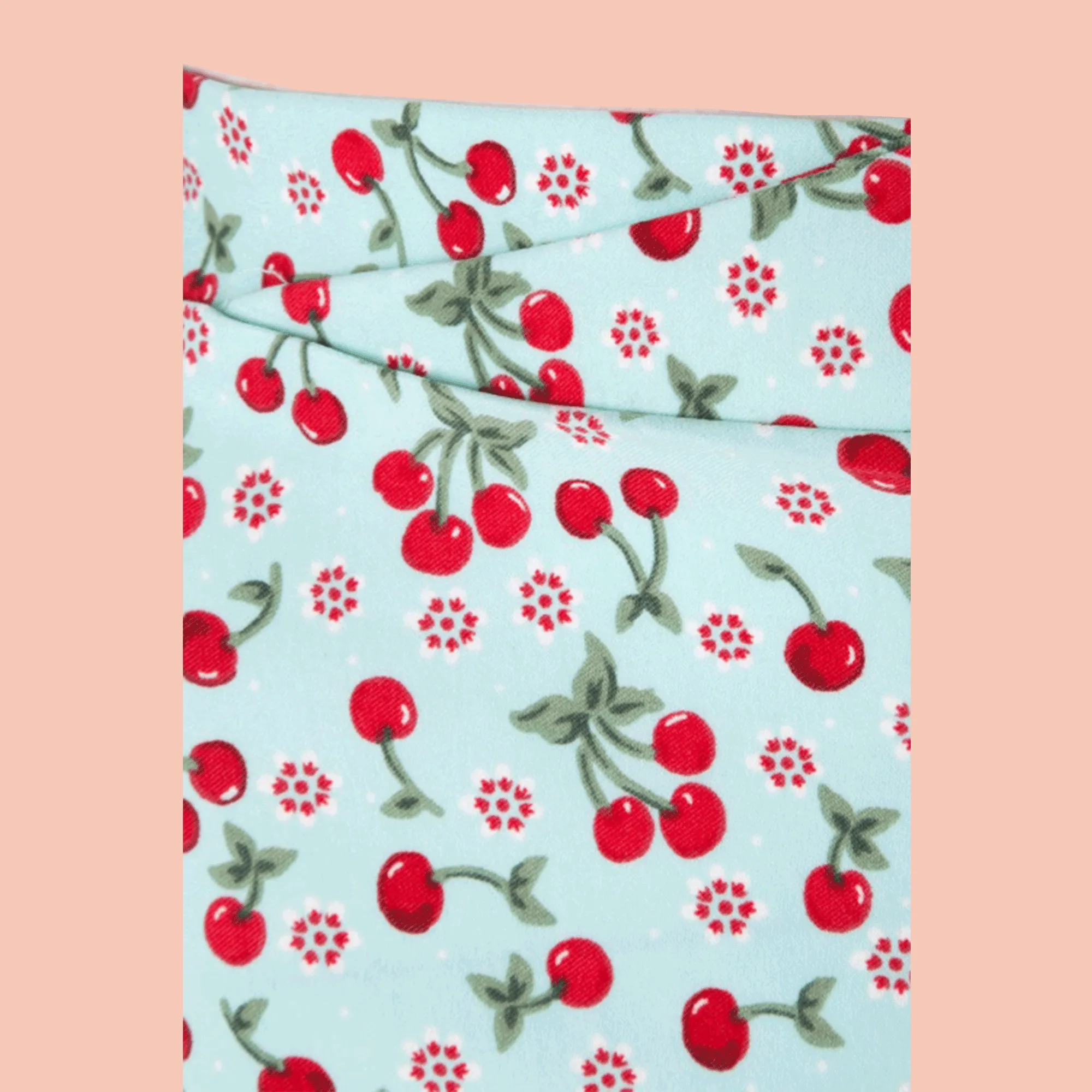 Bettie Page Hot Time Shorts in Aqua Cherry Print