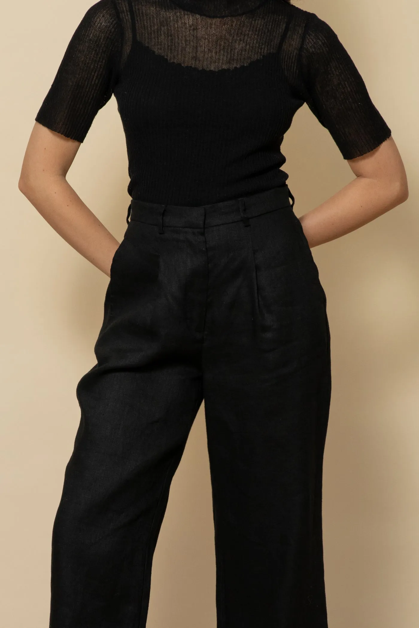 BLACK Linen Tailored Pants