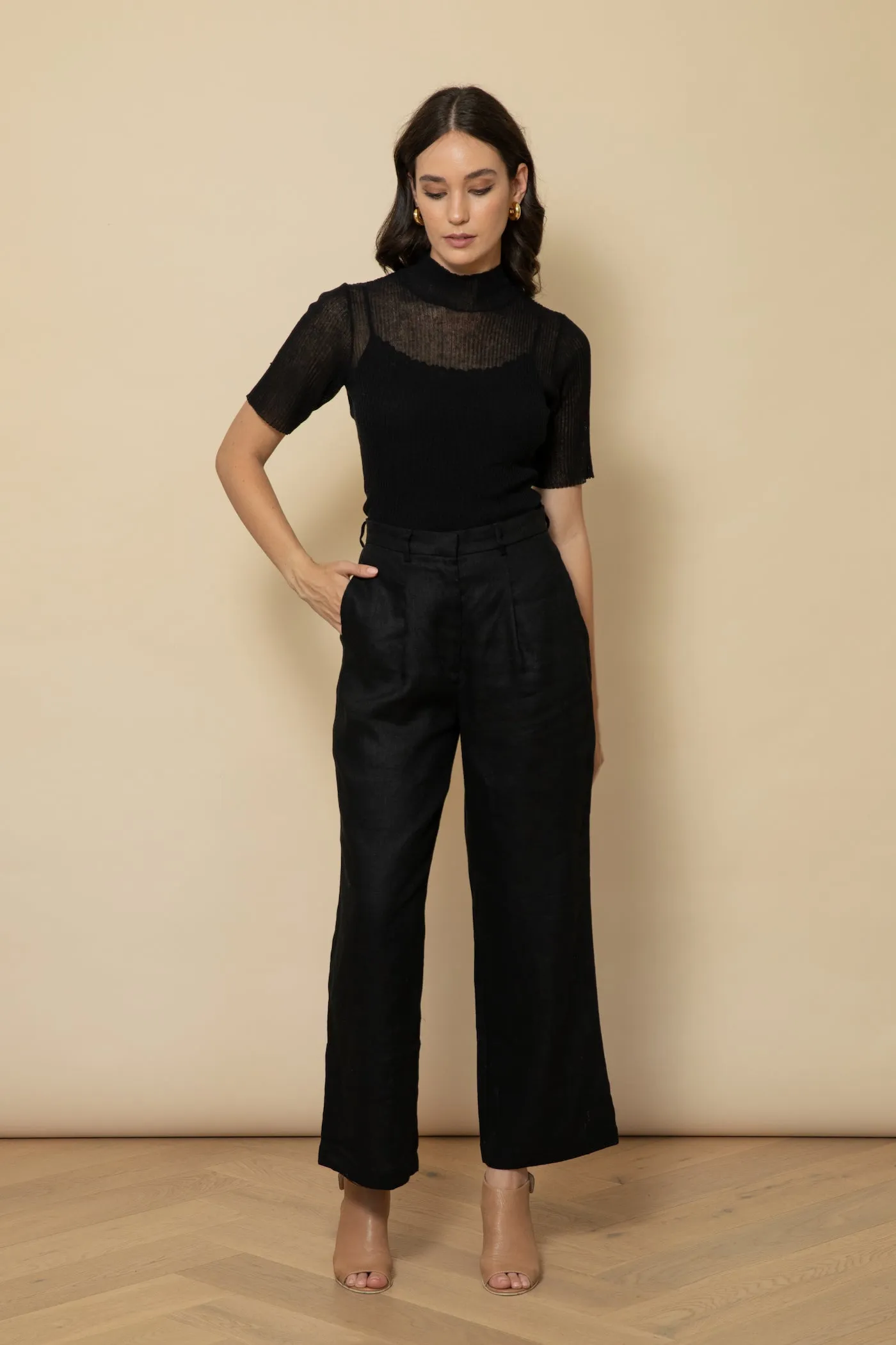 BLACK Linen Tailored Pants