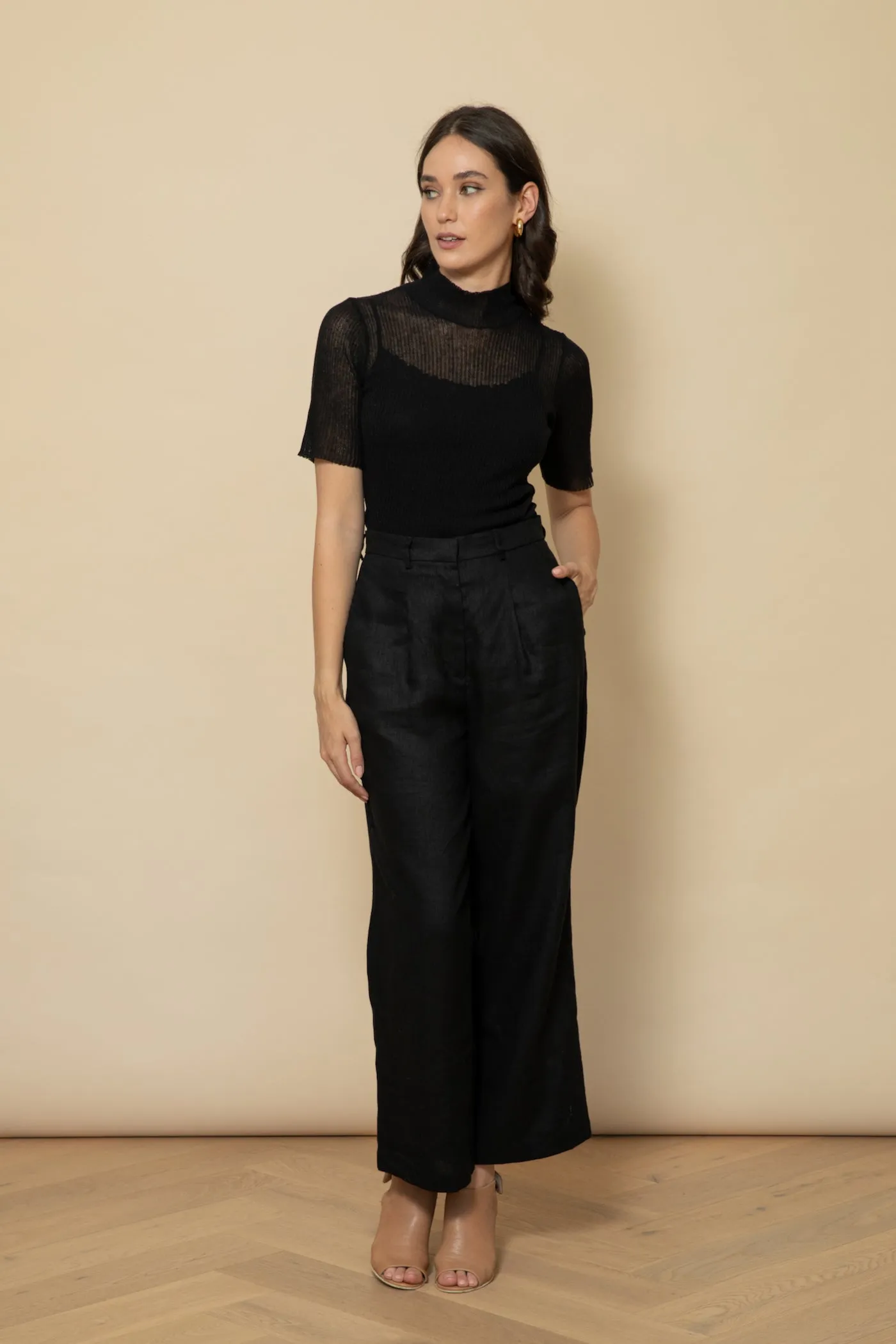 BLACK Linen Tailored Pants