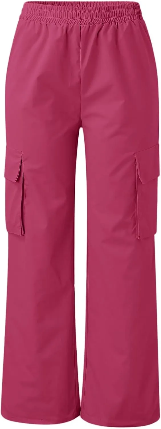 Casual Work Pants Women Women's Belt Less High Waisted Wide Leg Trousers Straight Leg Relaxed Style Trousers
