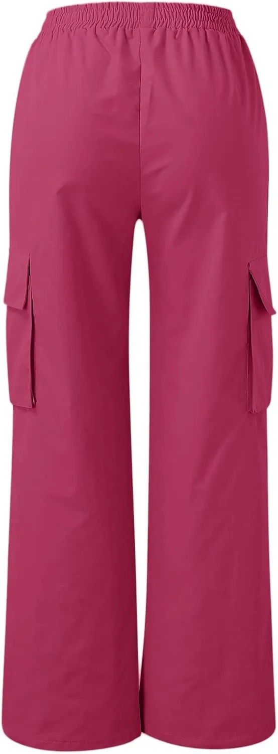 Casual Work Pants Women Women's Belt Less High Waisted Wide Leg Trousers Straight Leg Relaxed Style Trousers