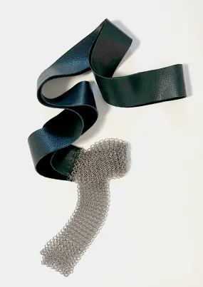 CHAIN MESH & LEATHER NECKTIE