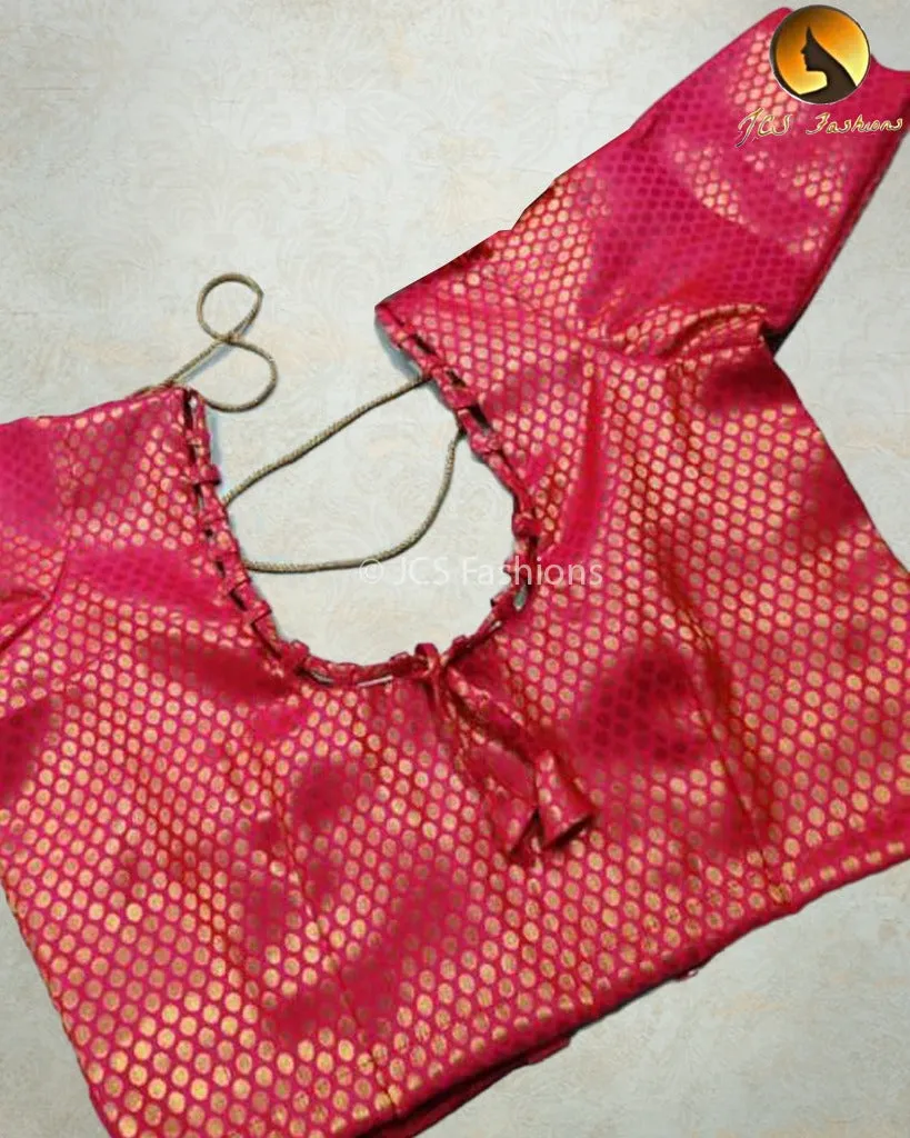 Chic Brocade Silk Blouse: Elegance Redefined with Stunning Back Knot