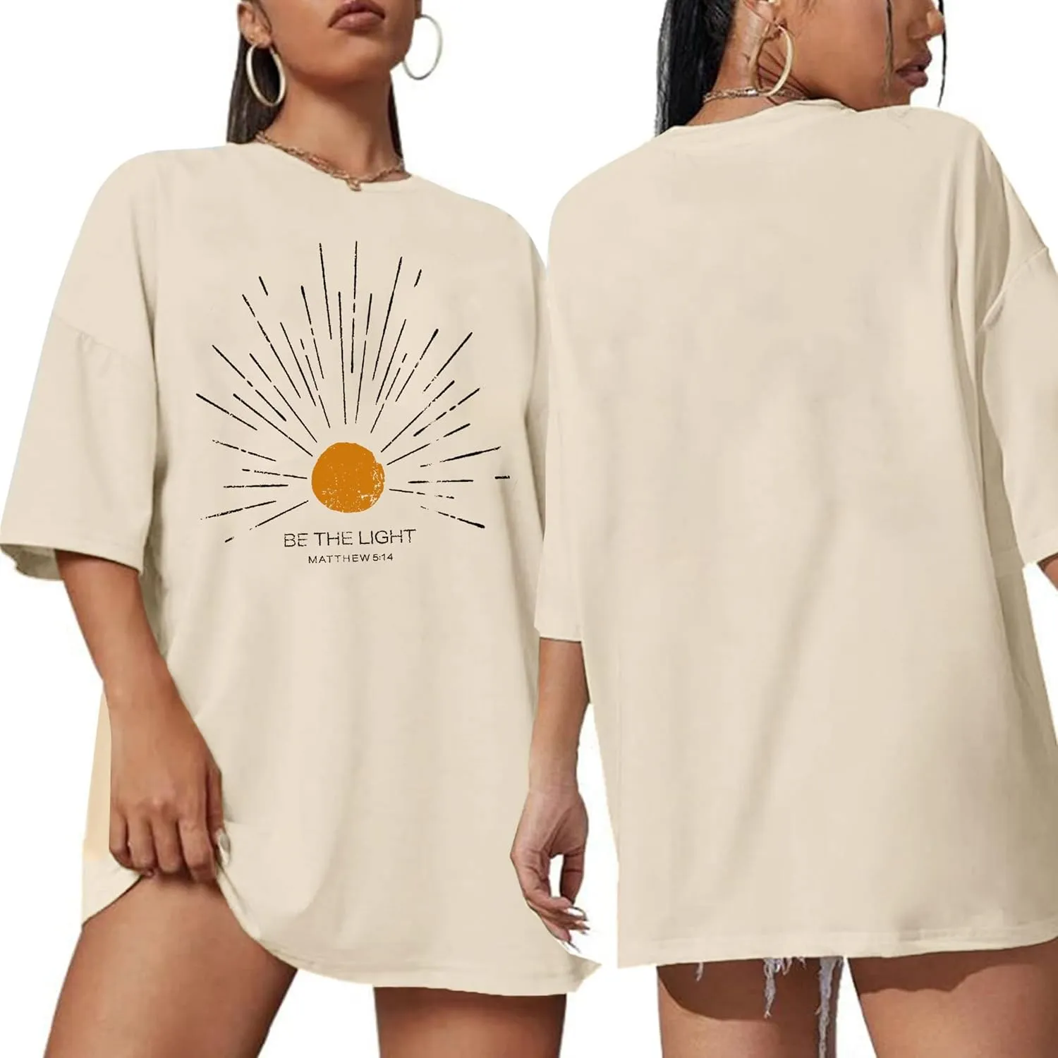 Christian Oversized Shirts Woman Be The Light Jesus Faith Bible Verse Tshirt Casual Christians Inspirational Tee Top
