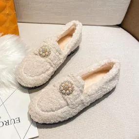 Cilool Furry Flats Loafers Fu63