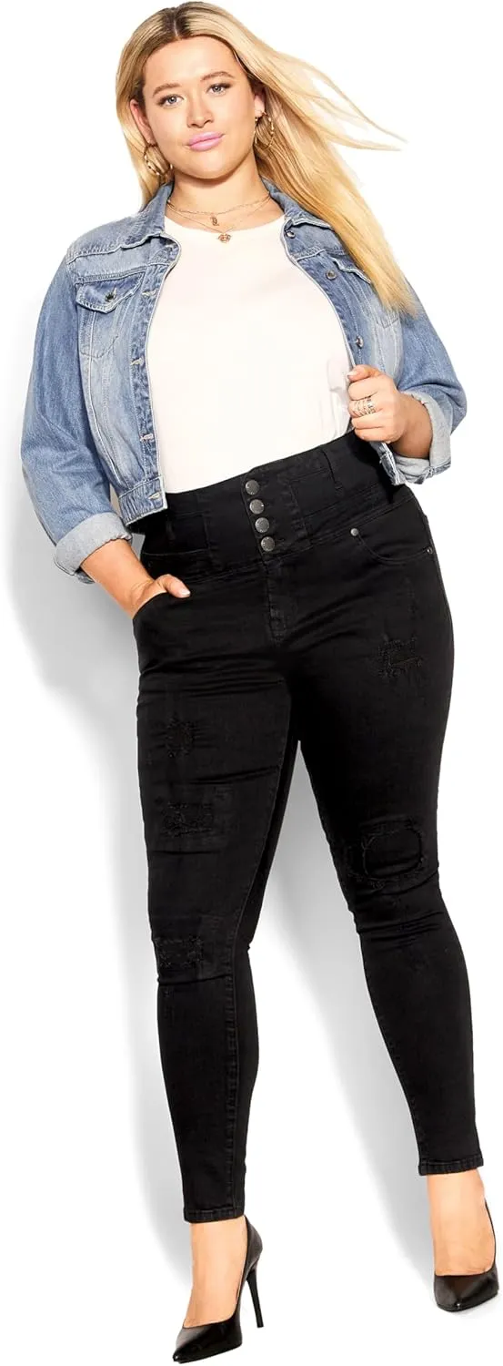 CITY CHIC Women's Plus Size Jean-Asha Patch Corset