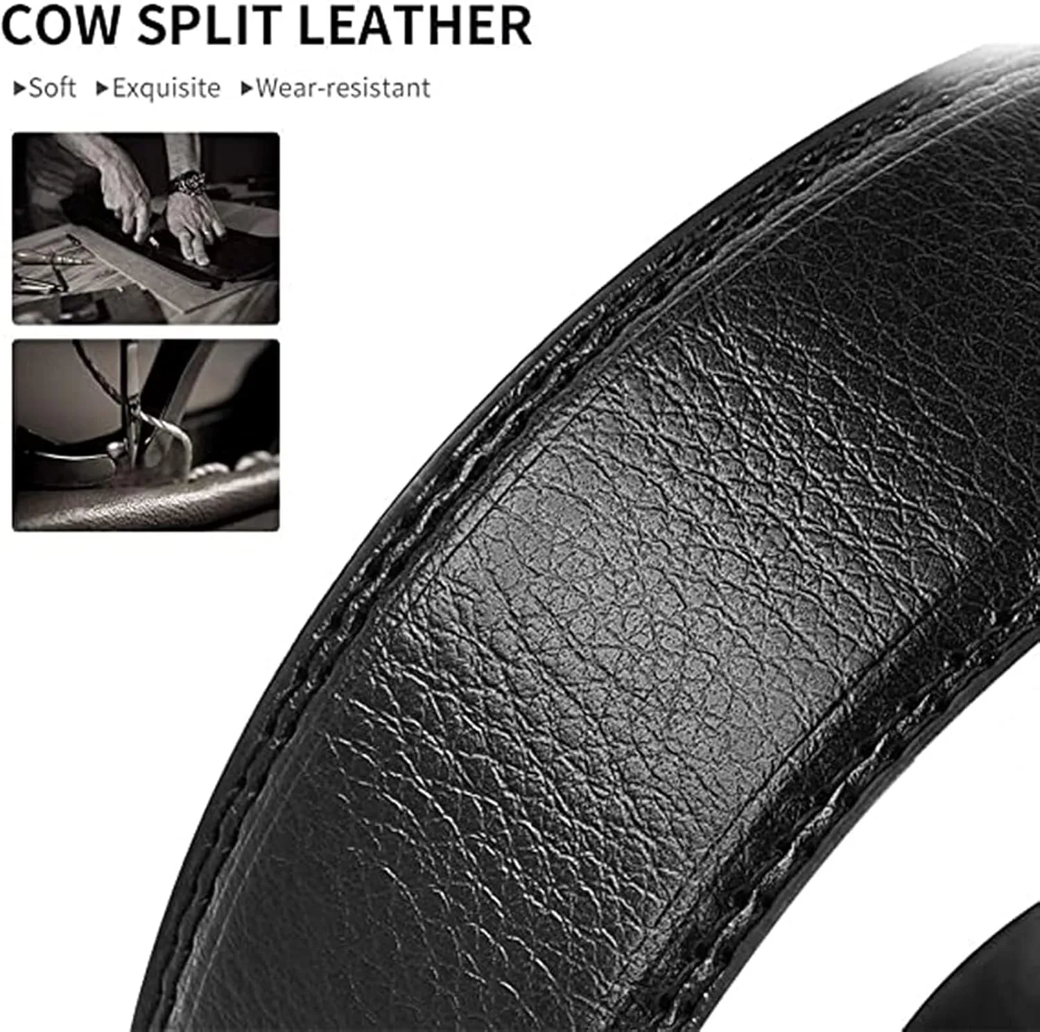 Click Black Leather Belt for Men, Ratchet Belt with Sliding Buckle Rhinestones Animals, Adjustable Trim to Exact Fit
