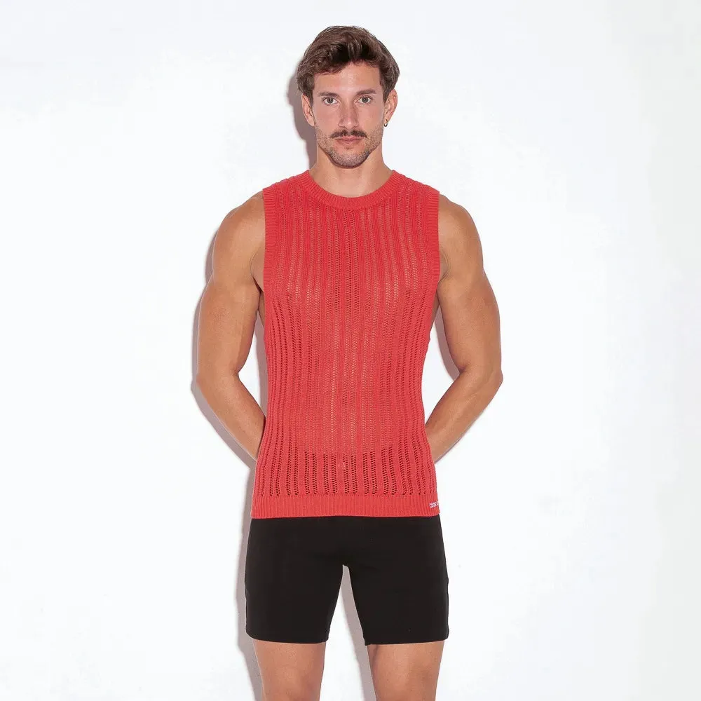 Code 22 knit muscle tank 7002 coral red