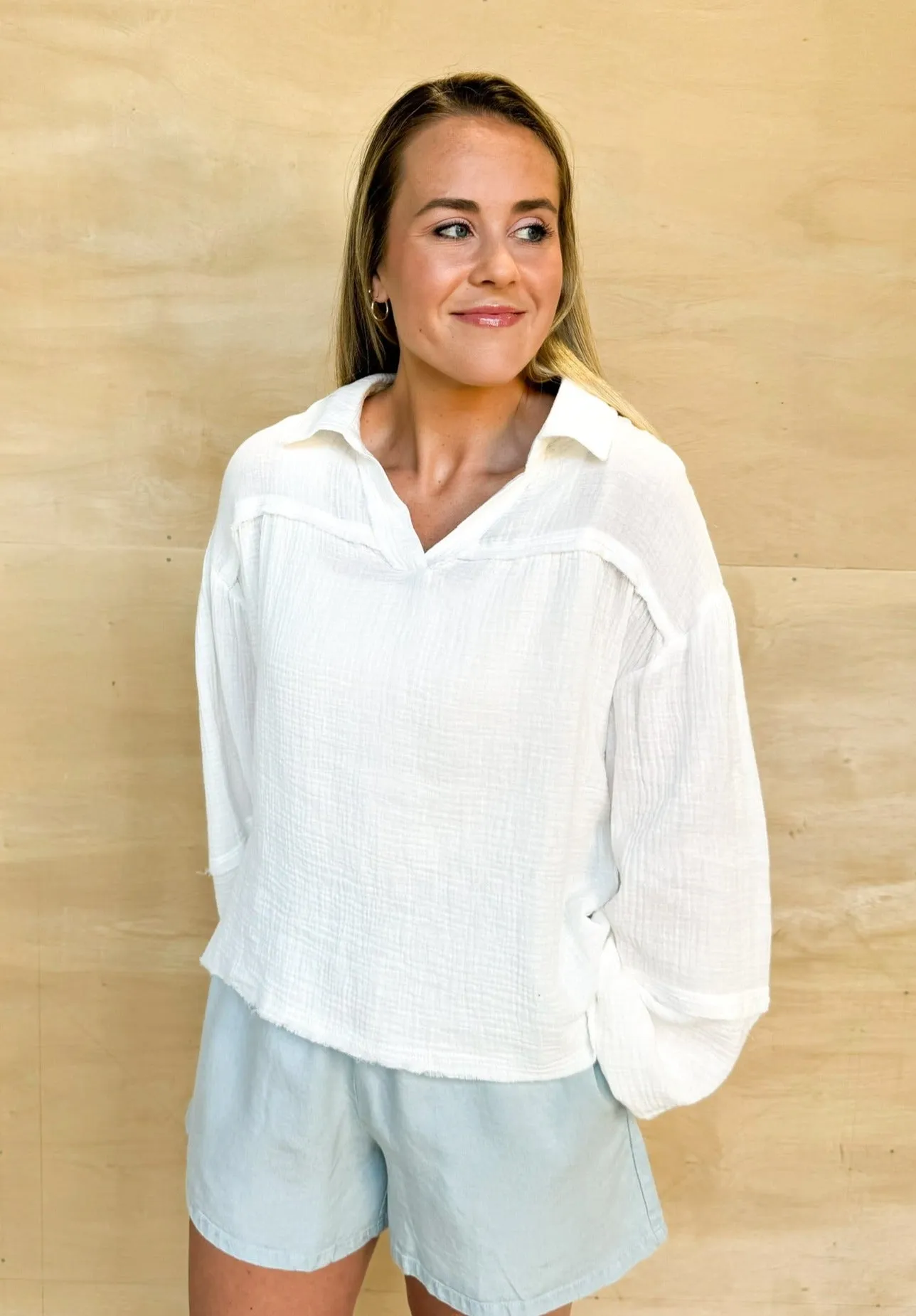 Daily Pick Gauze Top - White
