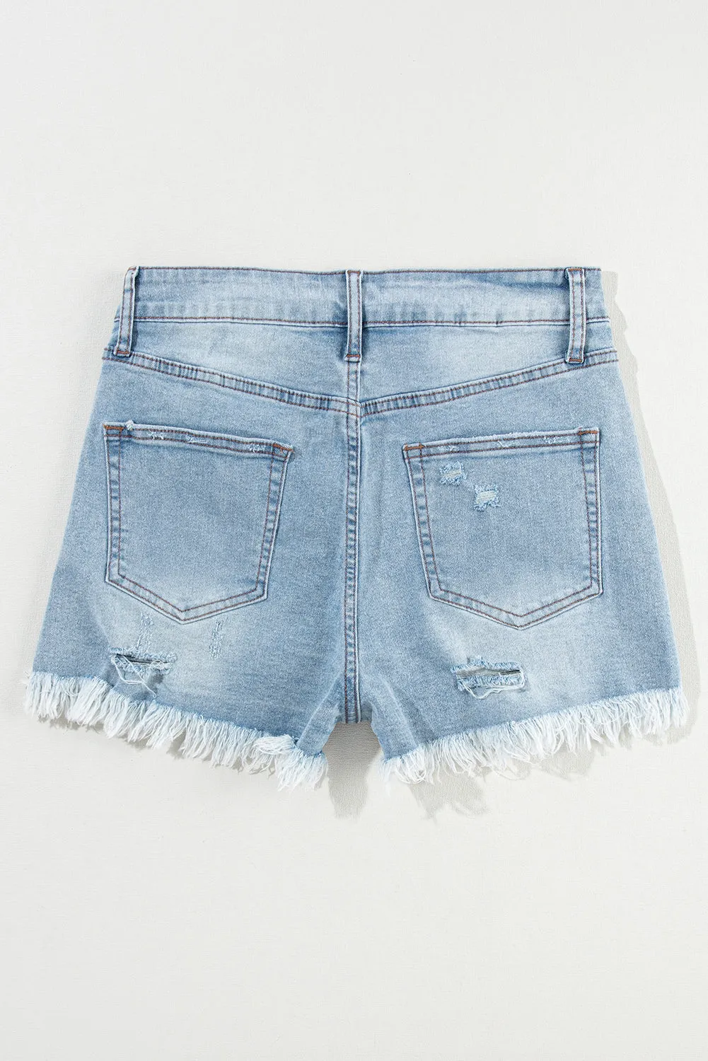 Distressed Stretchy Jean Shorts