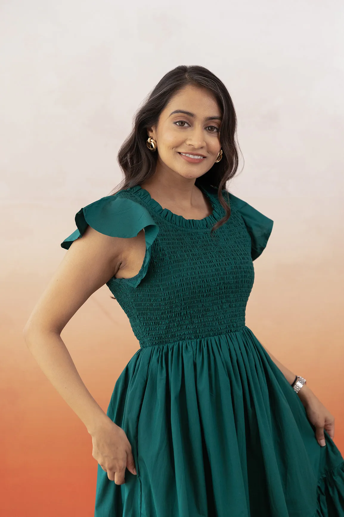 EMERALD GREEN COTTON MAXI