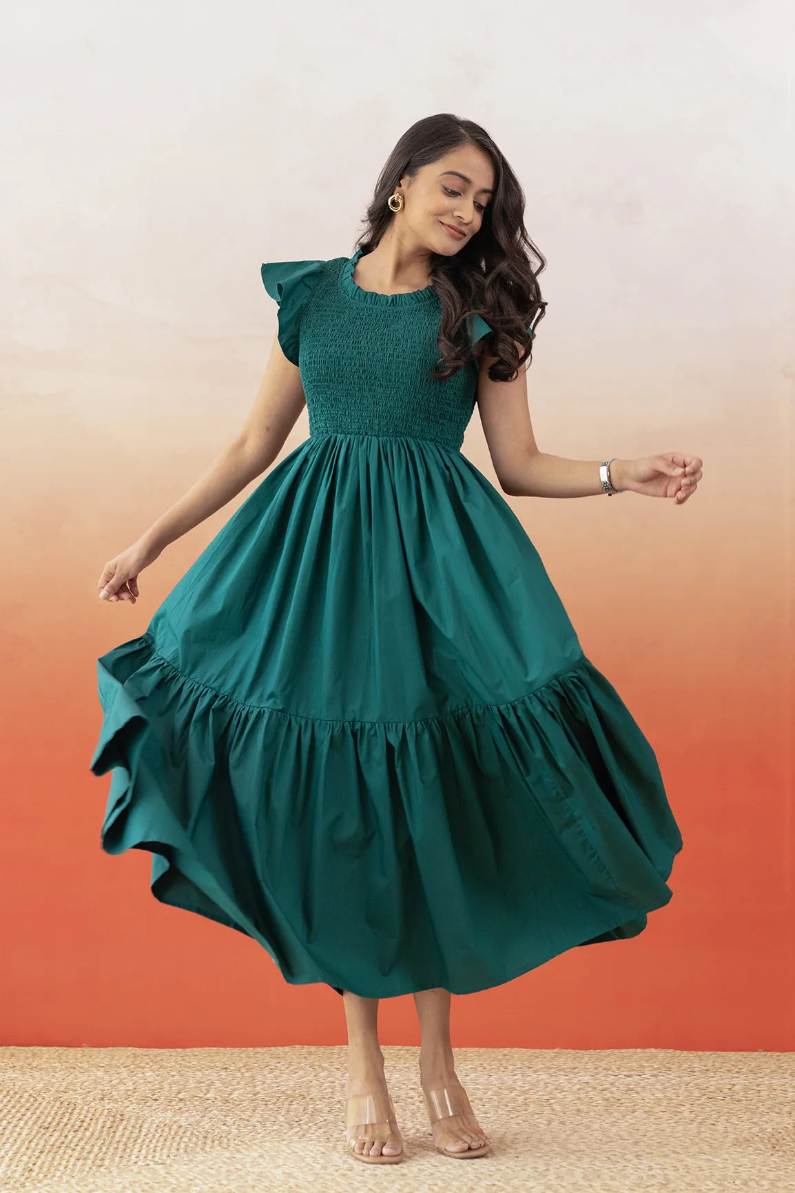 EMERALD GREEN COTTON MAXI