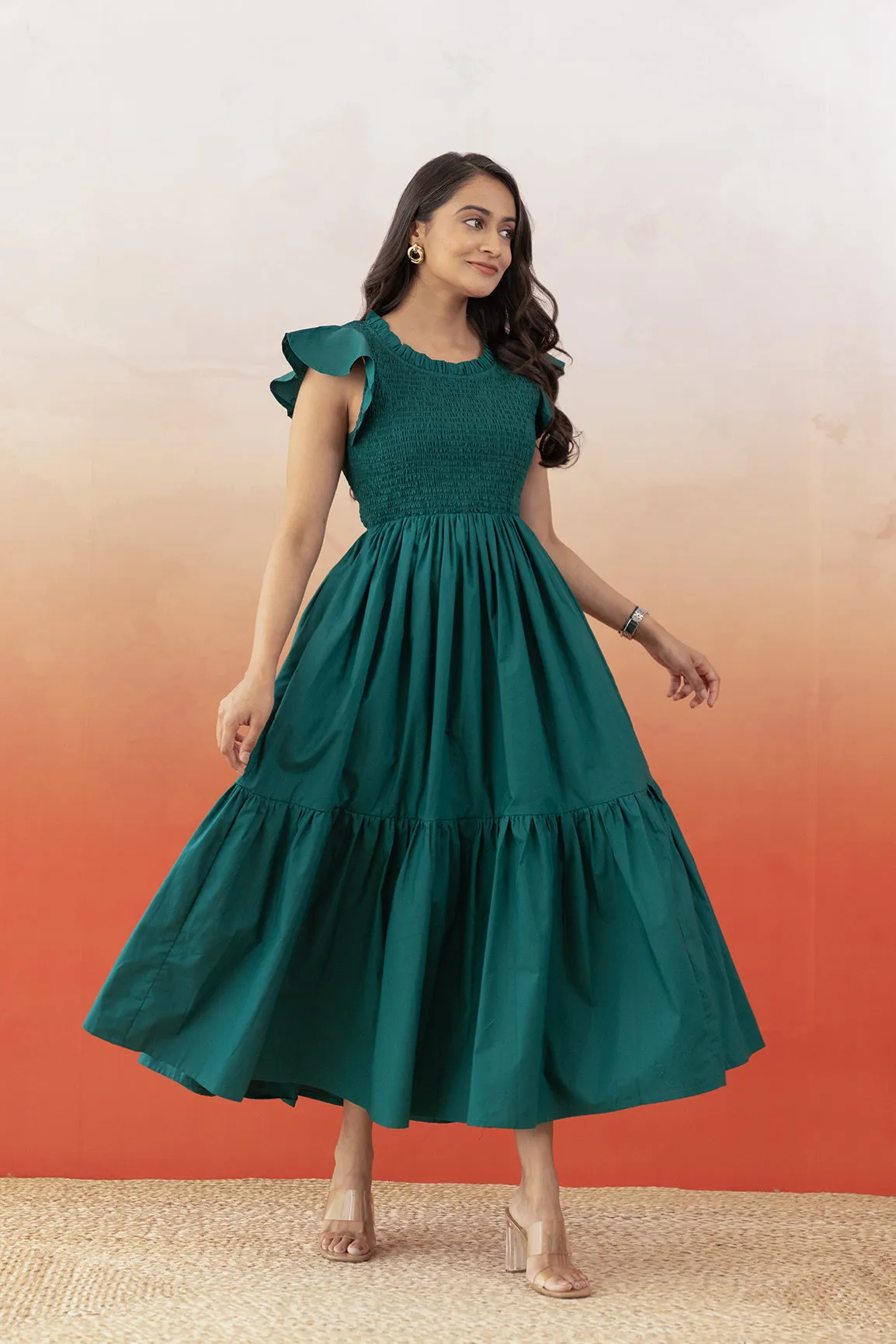 EMERALD GREEN COTTON MAXI