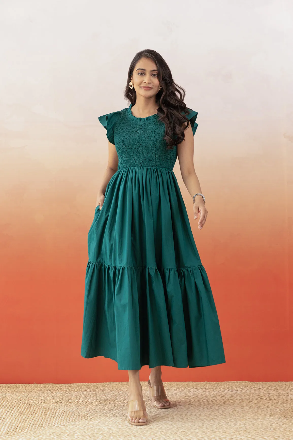 EMERALD GREEN COTTON MAXI