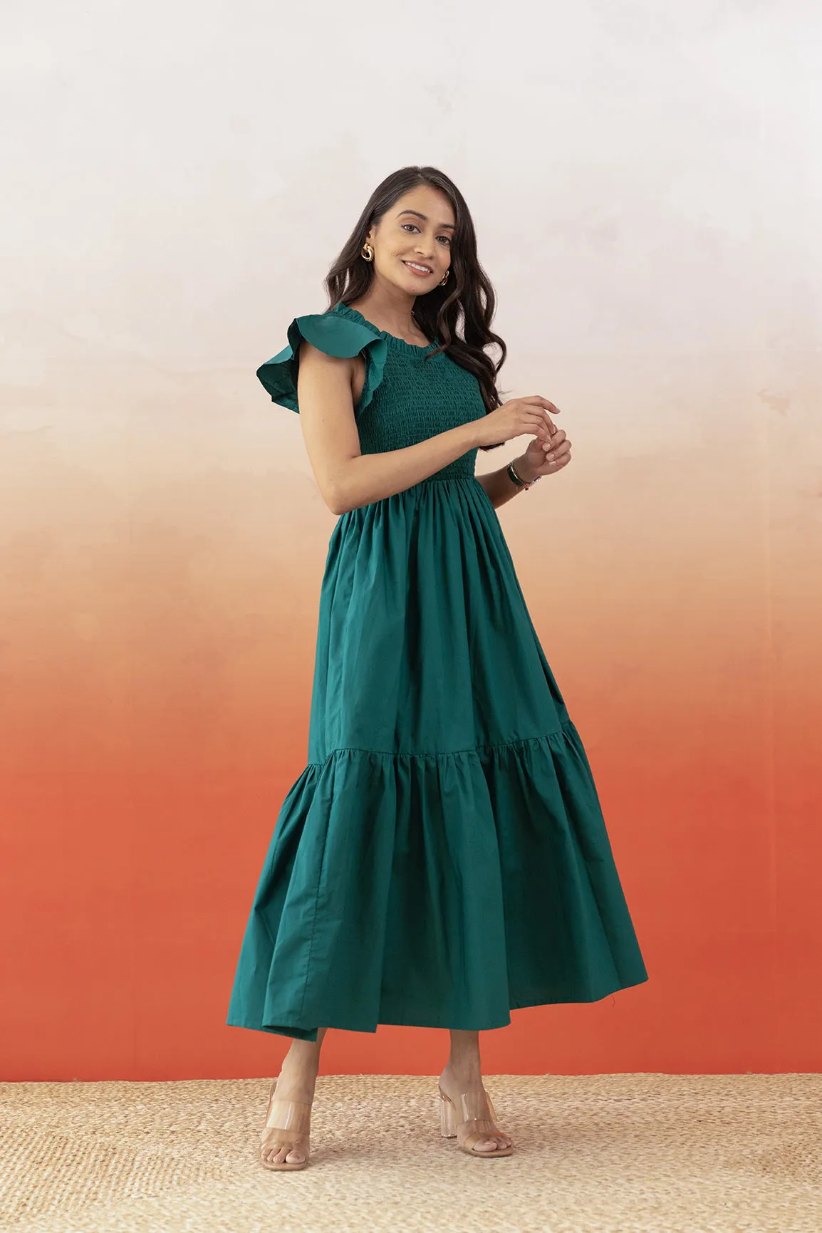 EMERALD GREEN COTTON MAXI