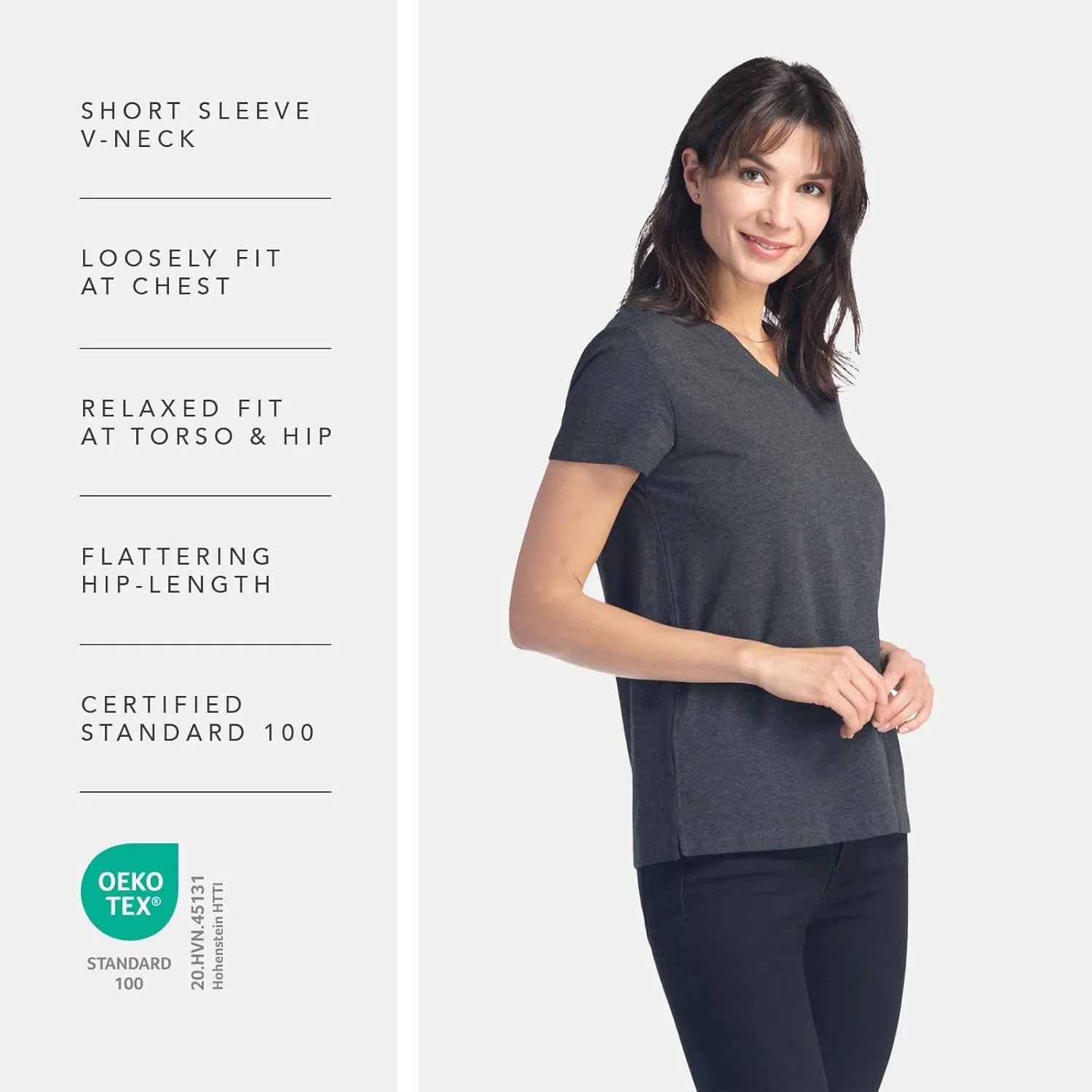 Fishers Finery Women's Ecofabric Short Sleeve V-Neck Tee; Relaxed Fit