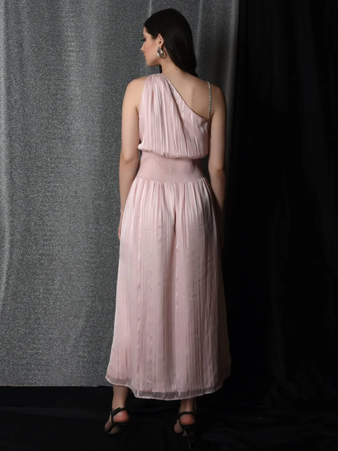 Flawless Women One Shoulder Pink Maxi Dress | BONNIE