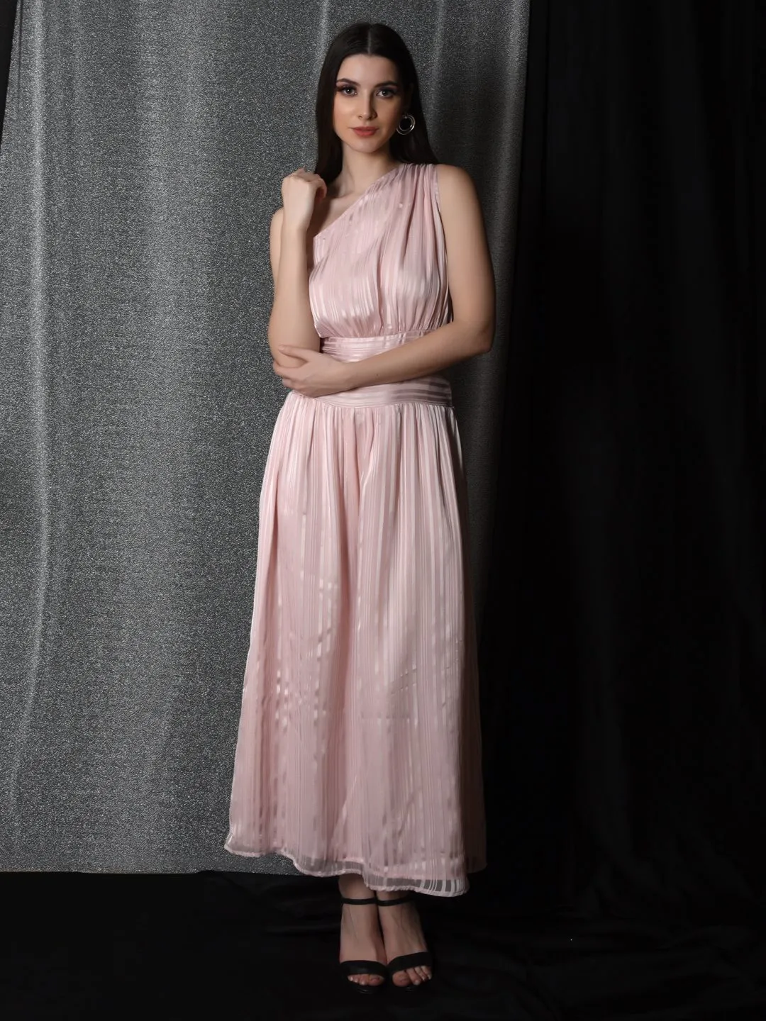 Flawless Women One Shoulder Pink Maxi Dress | BONNIE