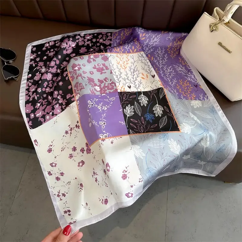 Girl 70*70Cm Square Silk Hair Scarf for Stylish Women
