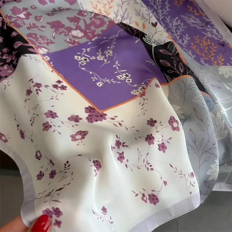 Girl 70*70Cm Square Silk Hair Scarf for Stylish Women