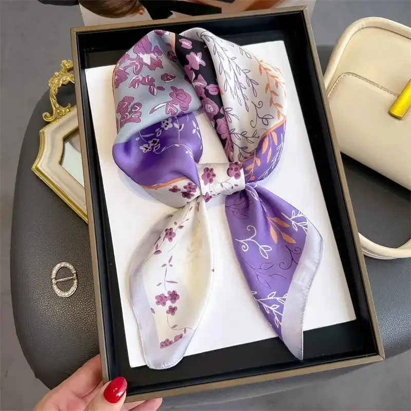 Girl 70*70Cm Square Silk Hair Scarf for Stylish Women