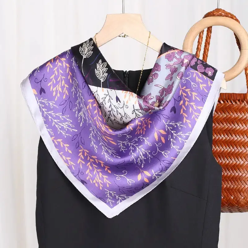 Girl 70*70Cm Square Silk Hair Scarf for Stylish Women