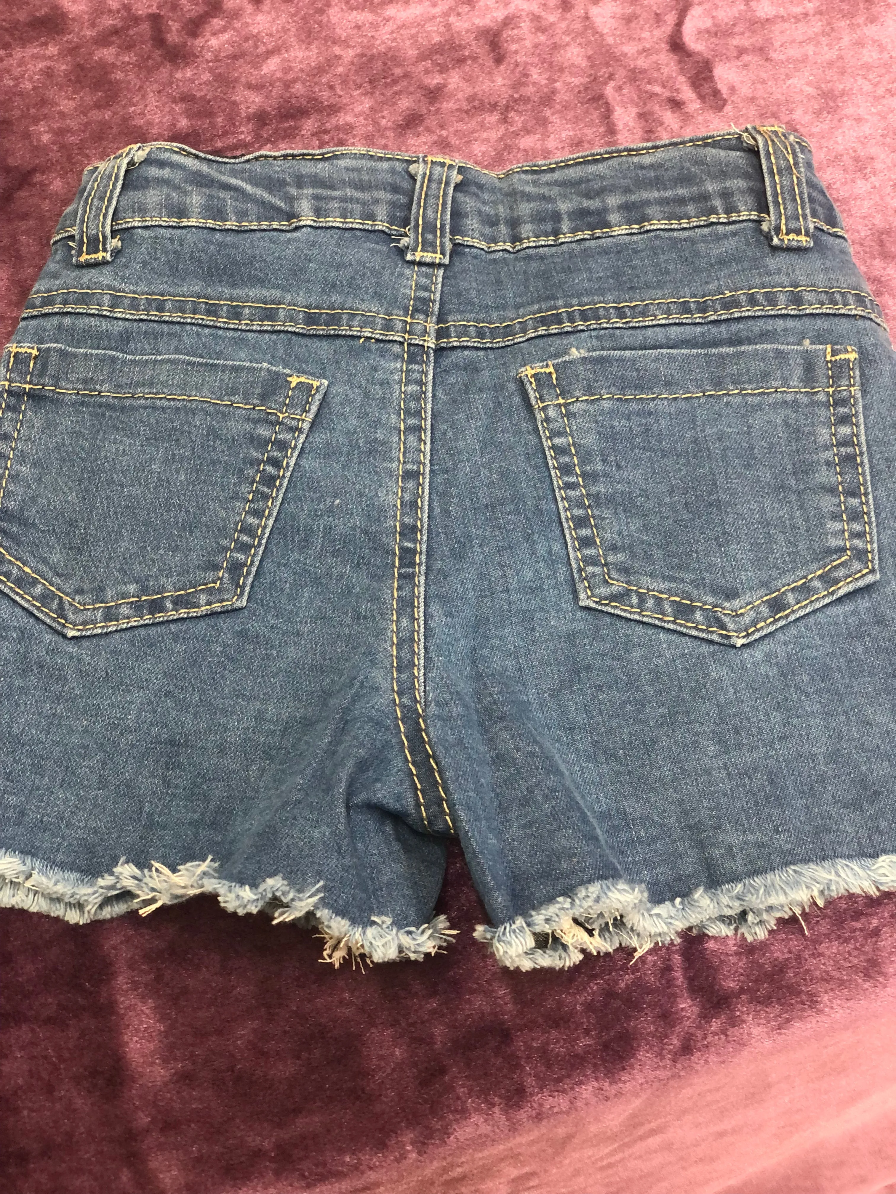 Girls Blue Stretchy Waistband Denim Shorts