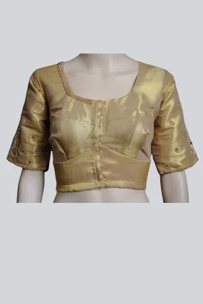 Graceful Bridal Elegance: Maggam Work Blouse with Stunning Back Tassels