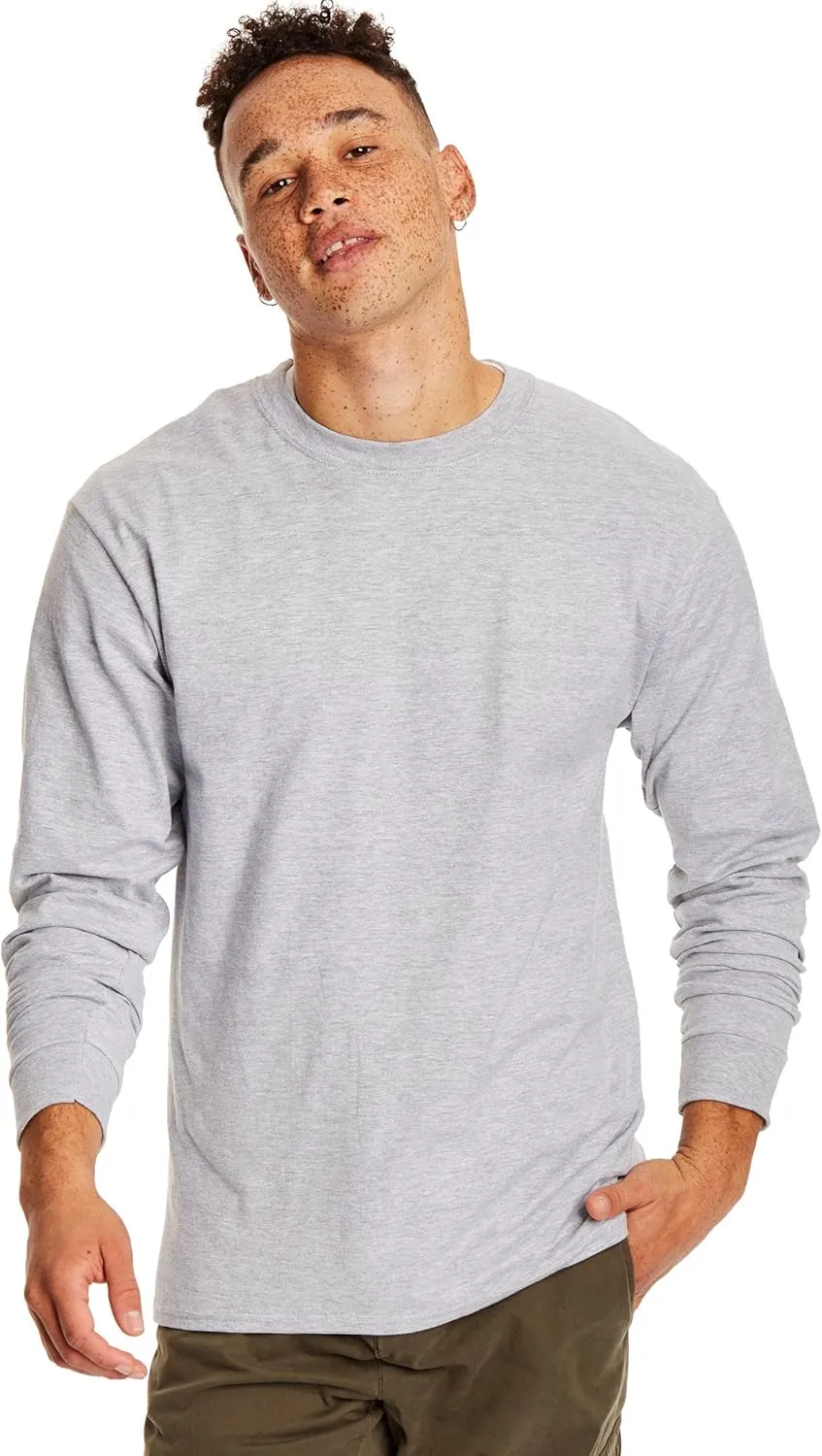 Hanes Men's Long Sleeve Beefy-T Shirt, Light Steel, XX-Large (Pack of 2)