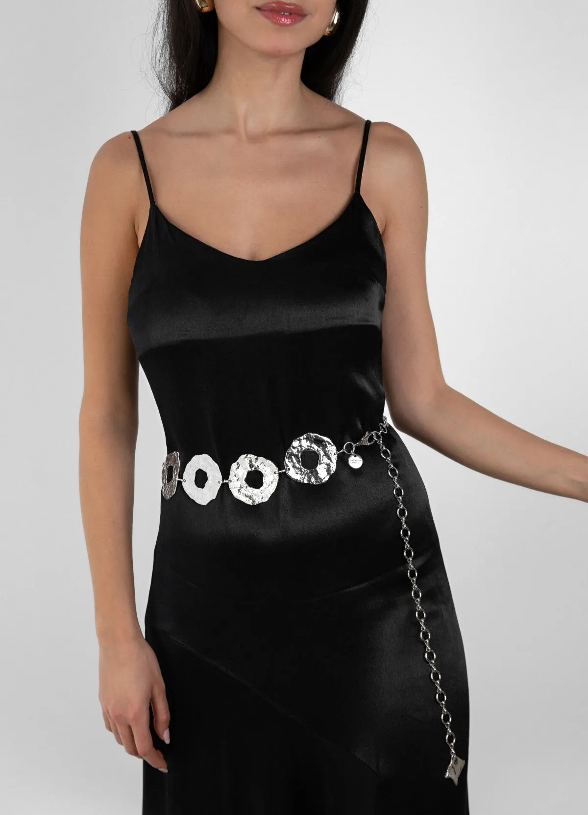 Harloe metallic discs chain belt
