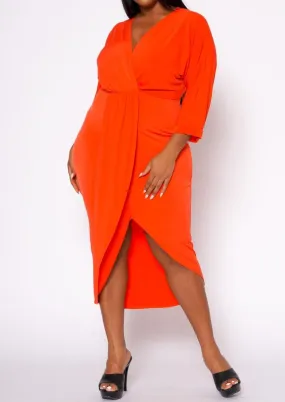 Hi Curvy Plus Size Women Drape Front Cocktail Dress
