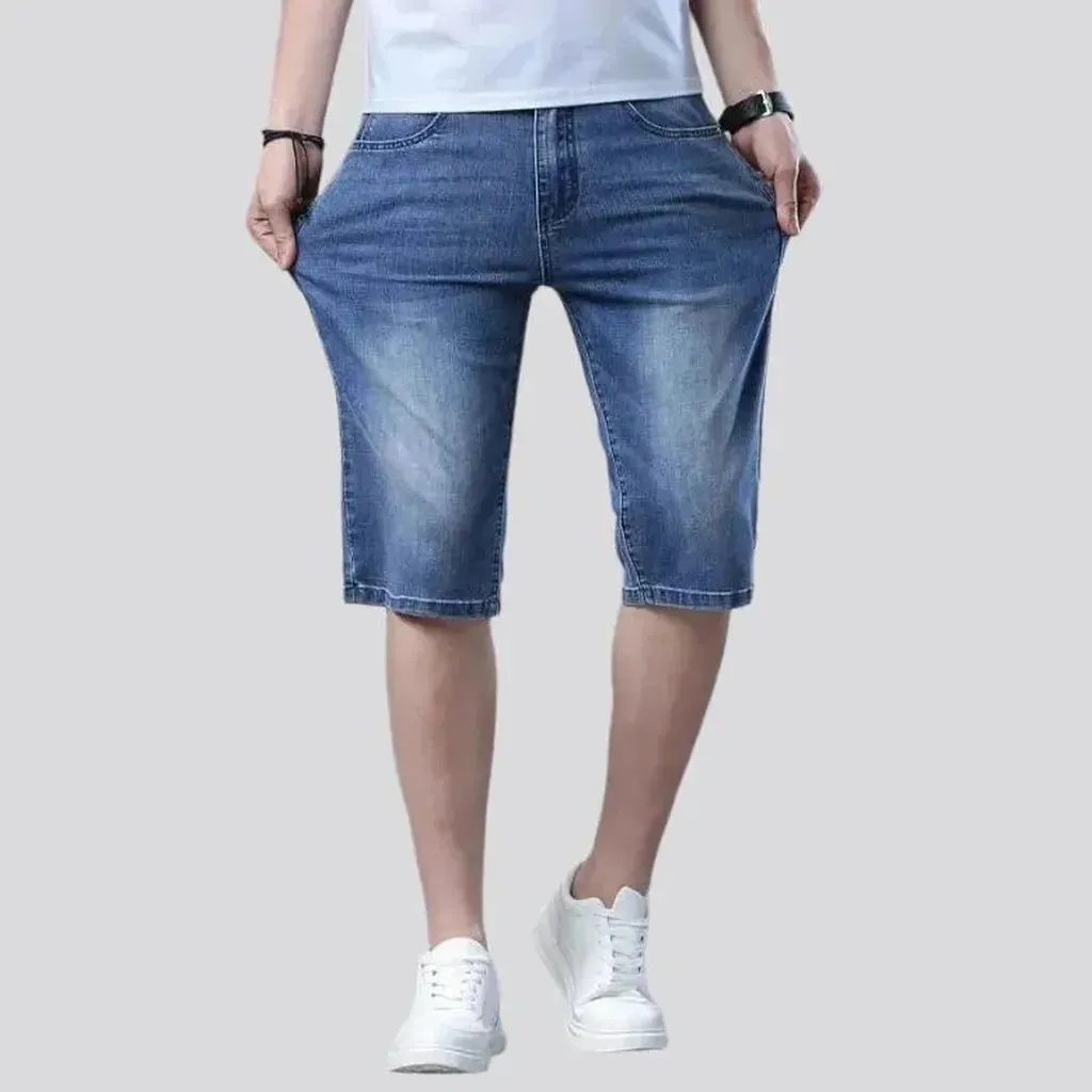 High-waist thin denim shorts
 for men