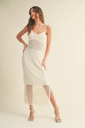 Jenny Sleeveless Crochet Midi Dress White
