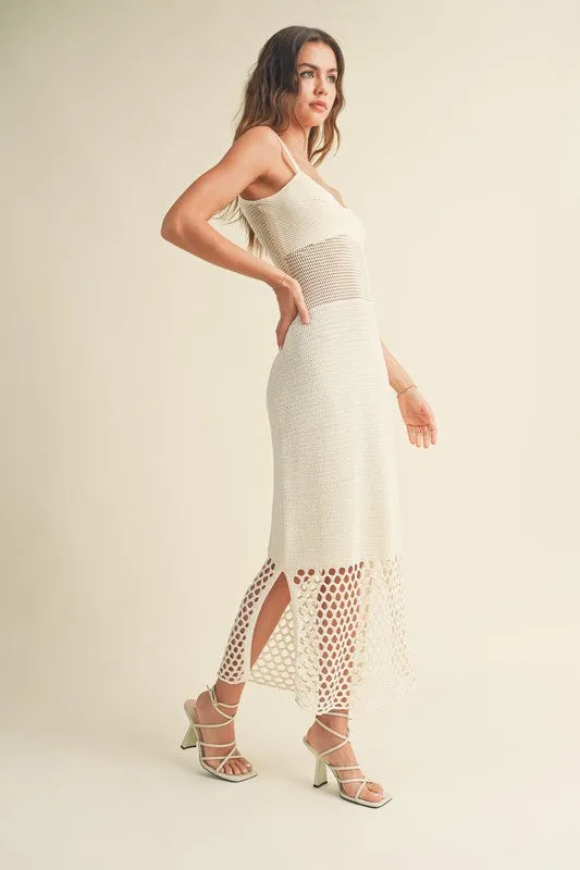 Jenny Sleeveless Crochet Midi Dress White