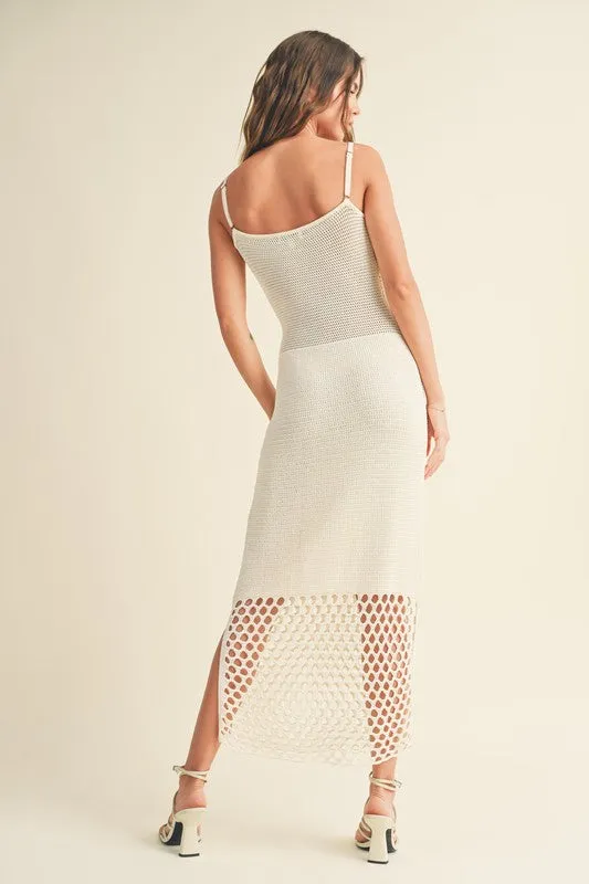 Jenny Sleeveless Crochet Midi Dress White