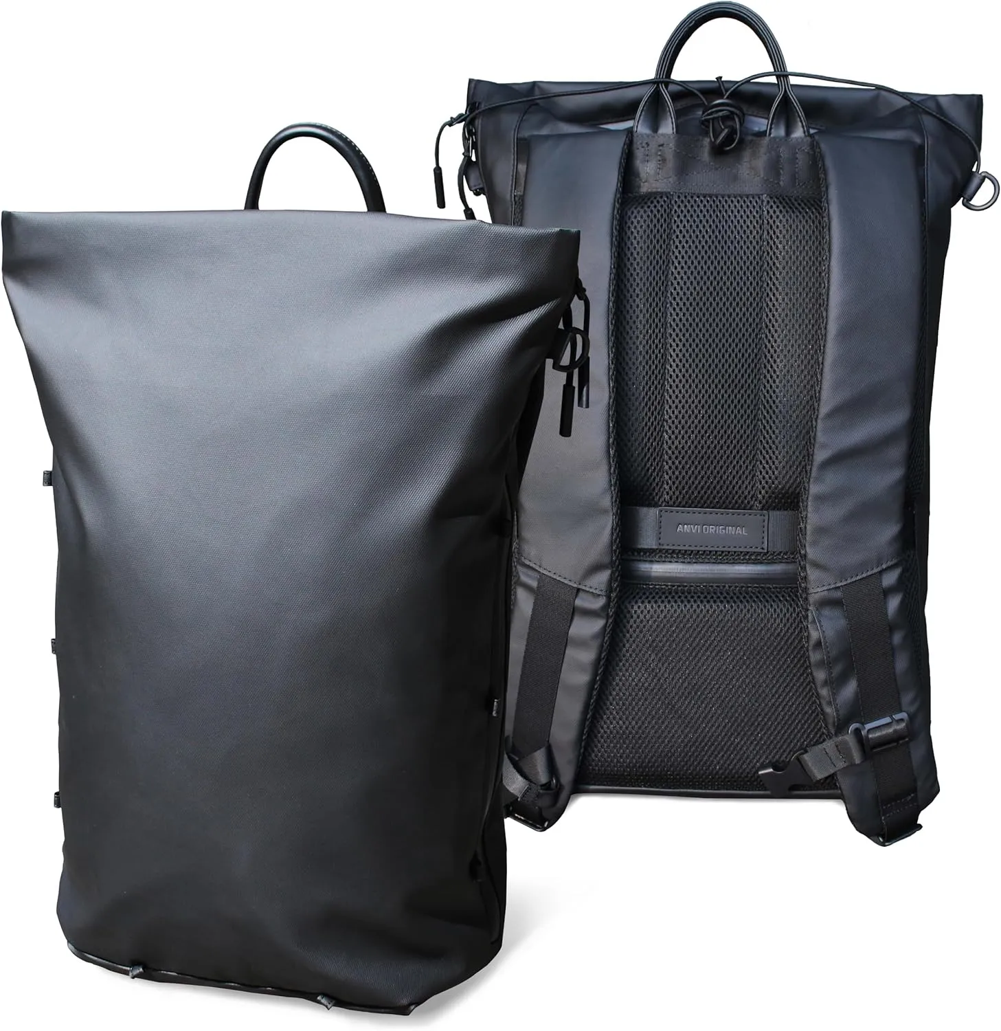 Karry B2 Minimalist outdoor professional business urban backpack commute computer Laptop 16 inch Mac / PC Case w/h Adjustable Chest Strap, Back Zipper Pocket, for Cycling, Traveling (Black)