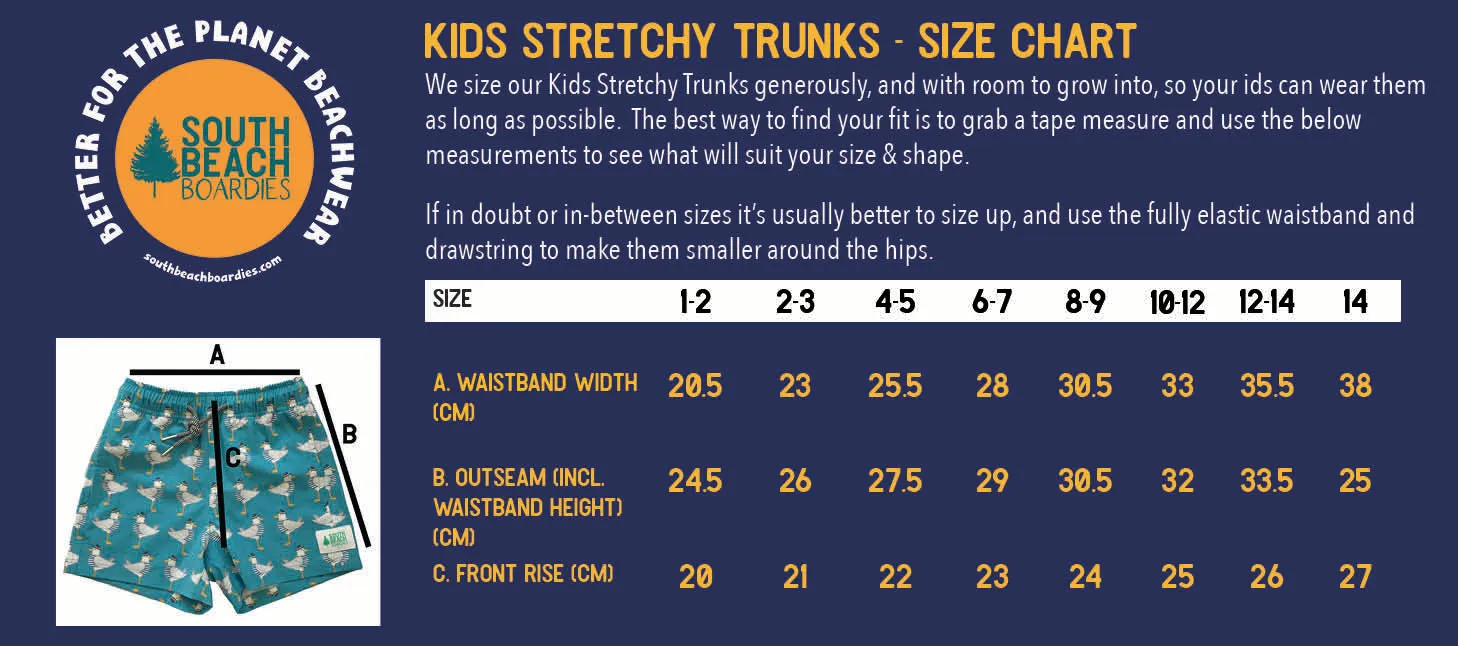 Kids Back Pocket Short Boardies: Indigo