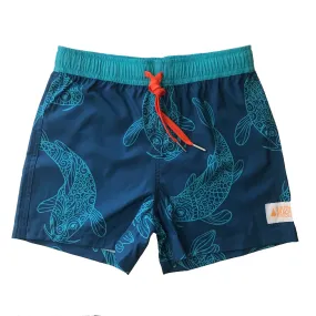 Kids Back Pocket Short Boardies: Koi