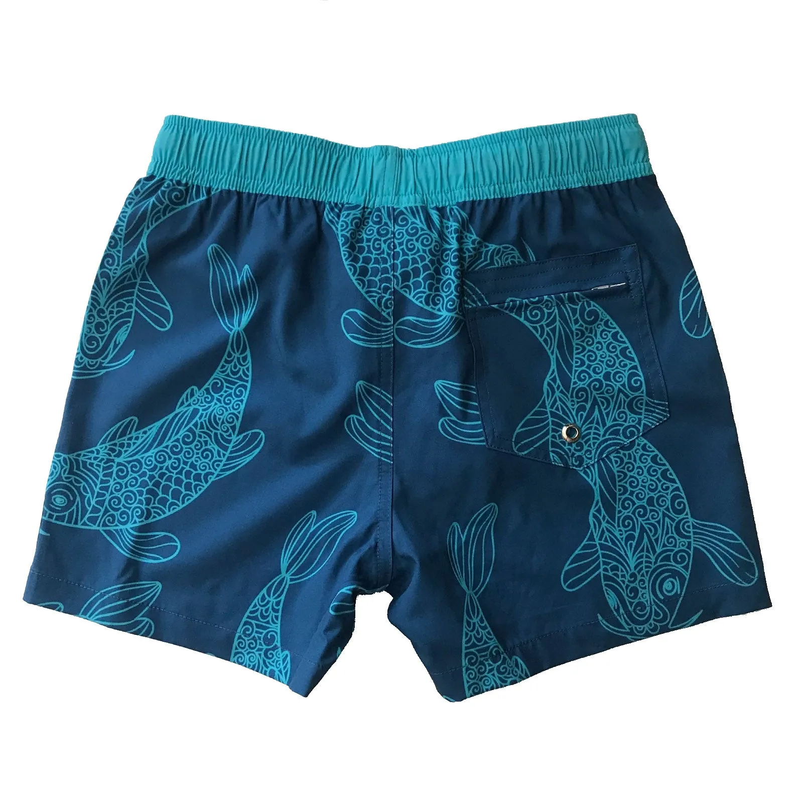 Kids Back Pocket Short Boardies: Koi