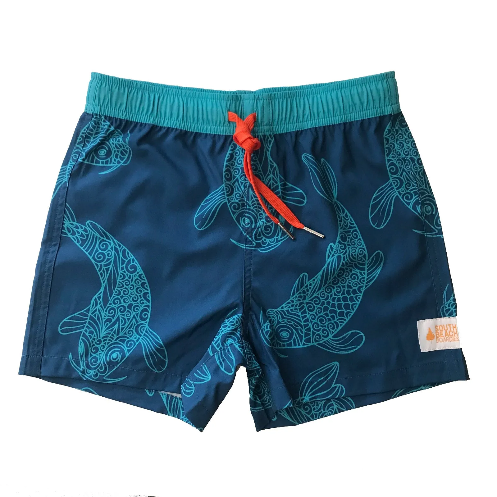 Kids Back Pocket Short Boardies: Koi