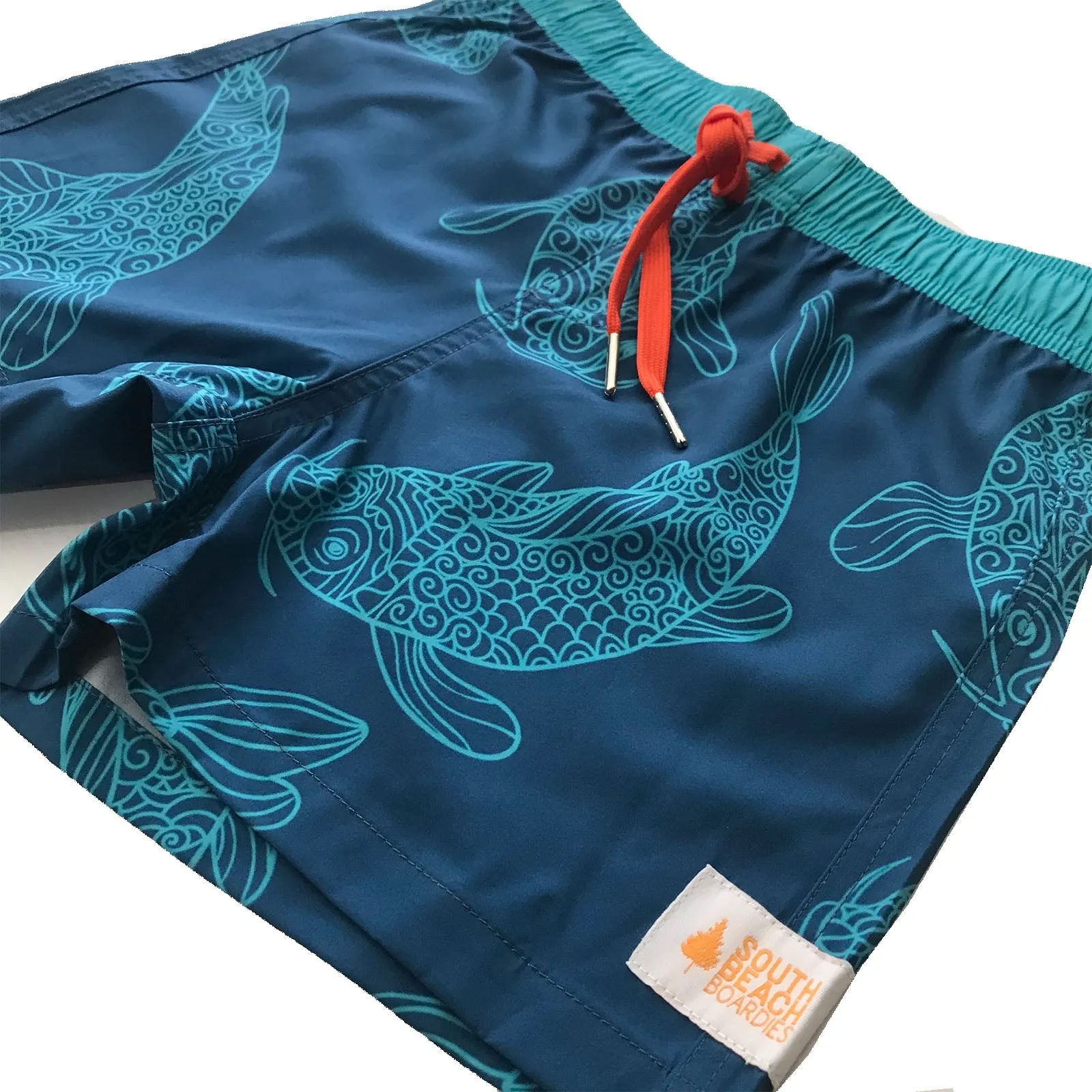 Kids Back Pocket Short Boardies: Koi
