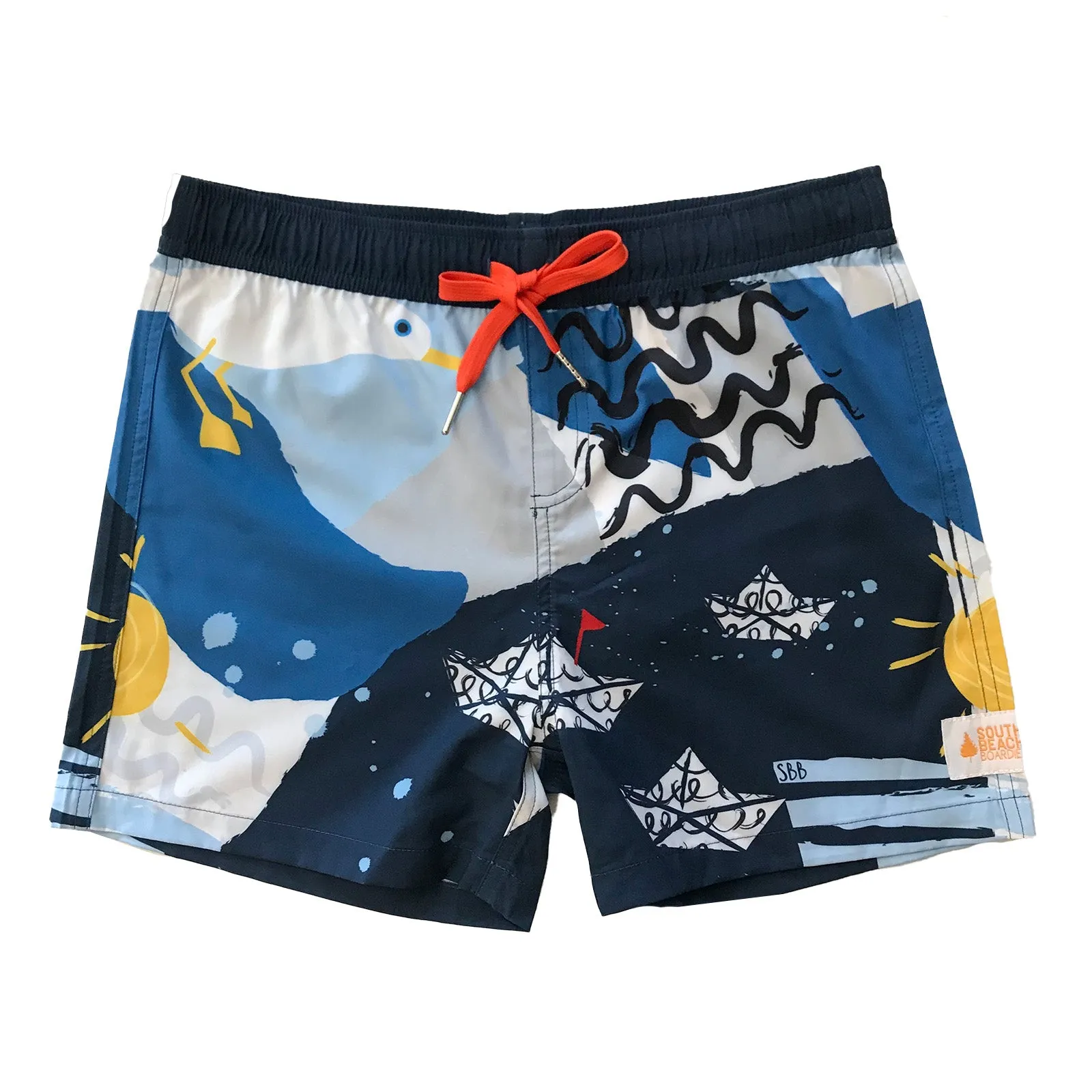 Kids Back Pocket Short Boardies: Seaside