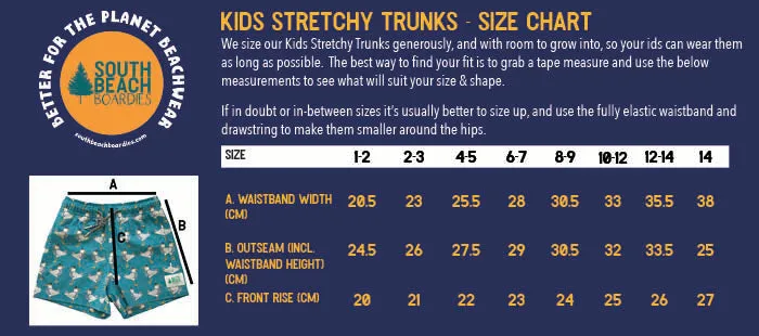 Kids Back Pocket Short Boardies: Seaside