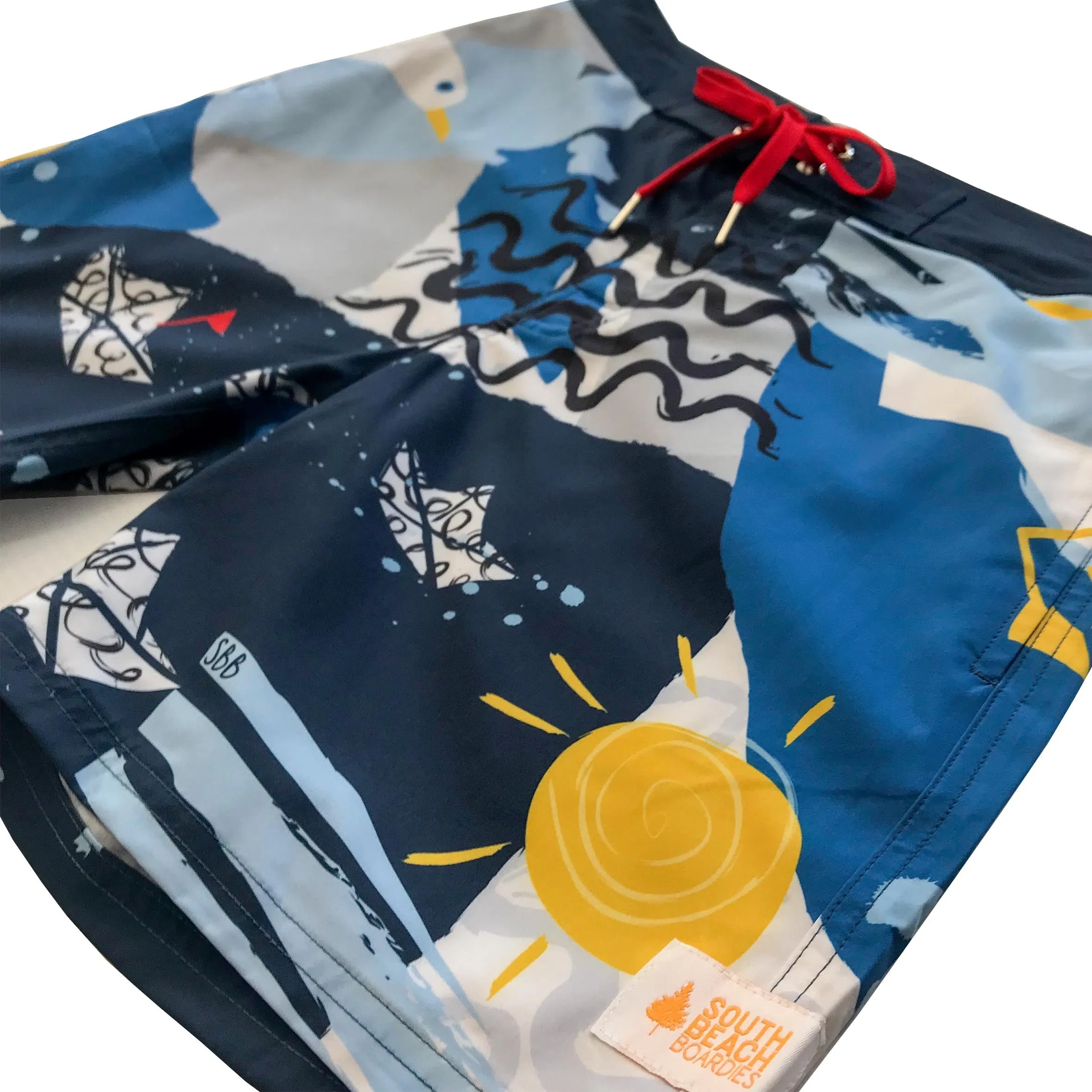Kids Back Pocket Short Boardies: Seaside