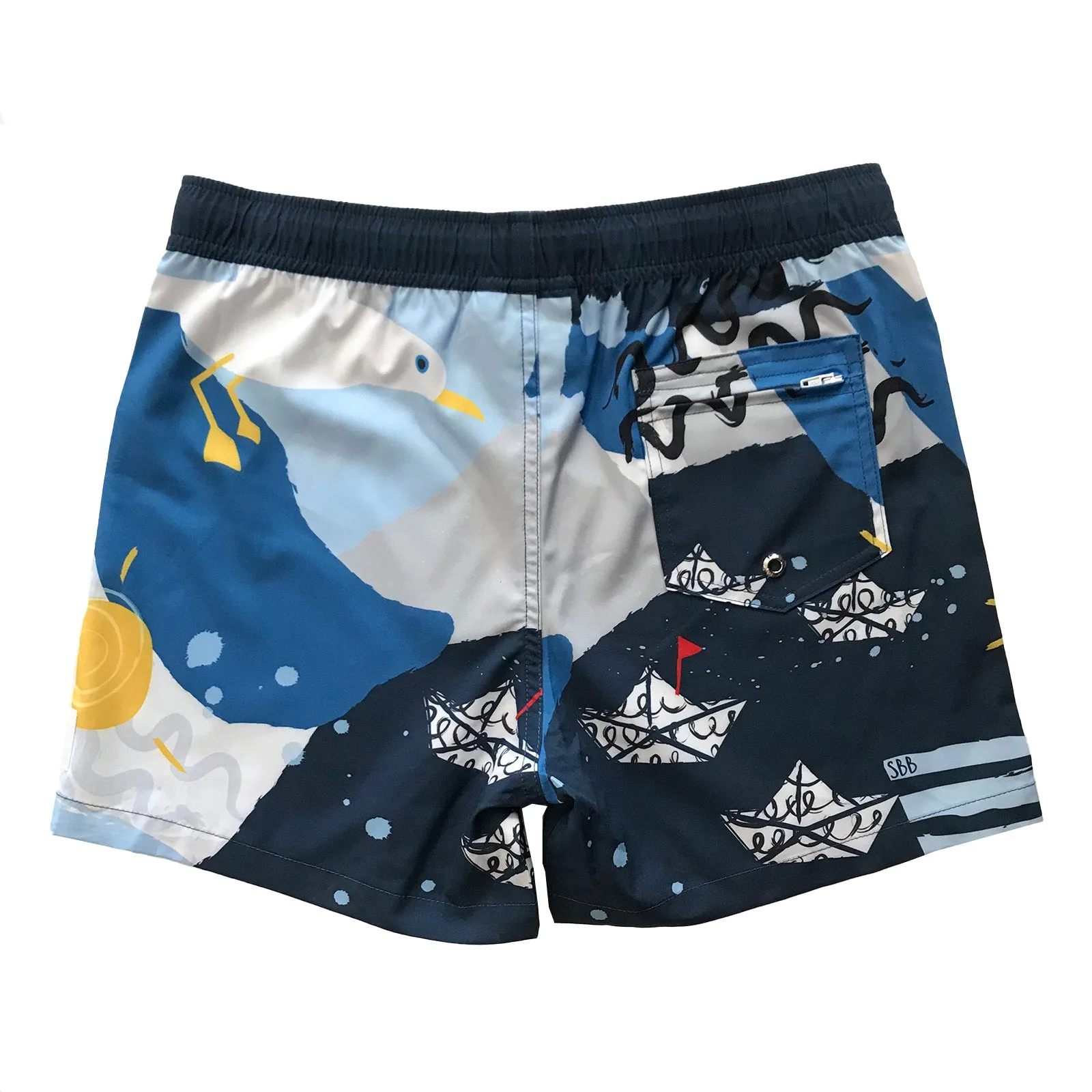 Kids Back Pocket Short Boardies: Seaside